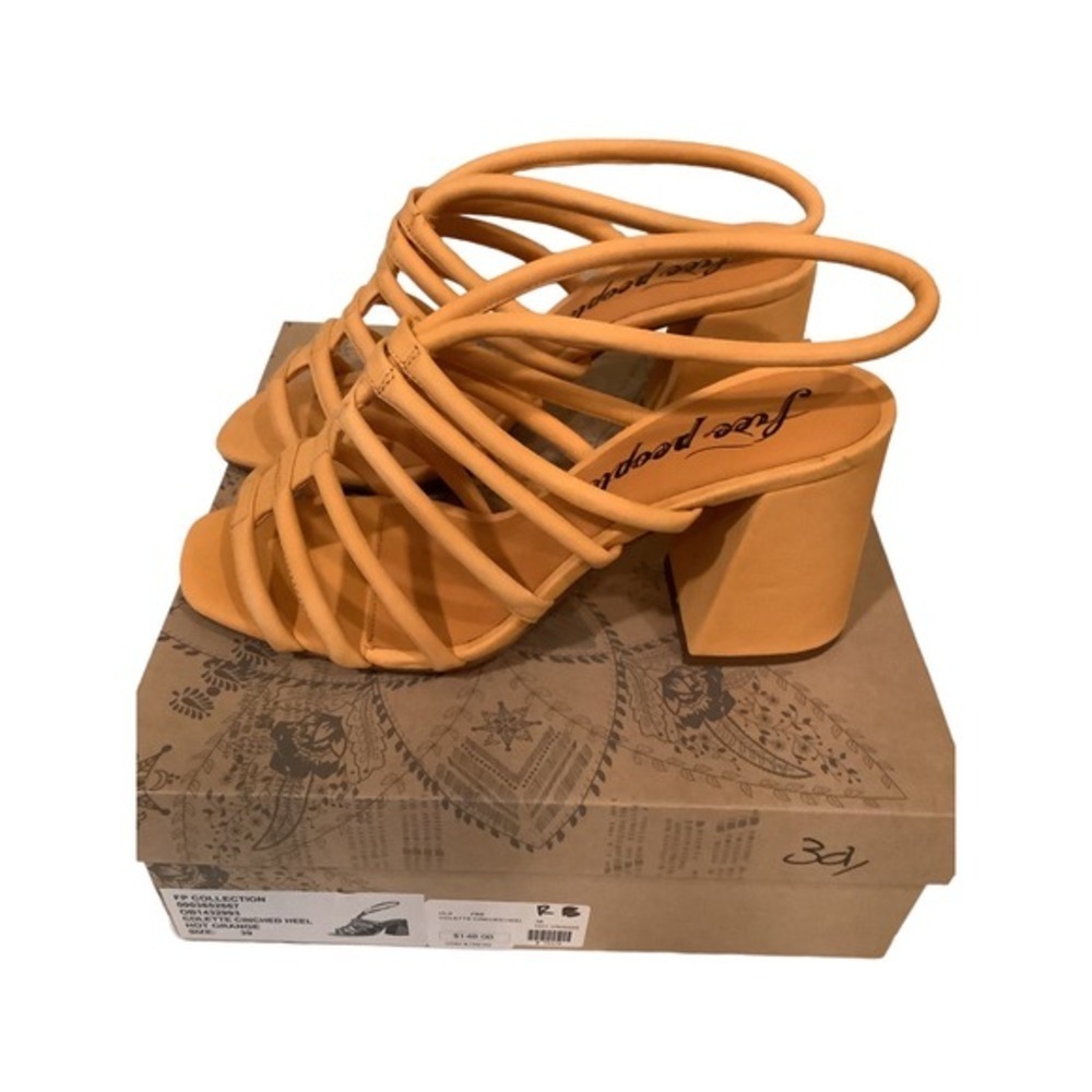 Free People Tan Strappy Block Heel Sandals - Picture 5 of 6